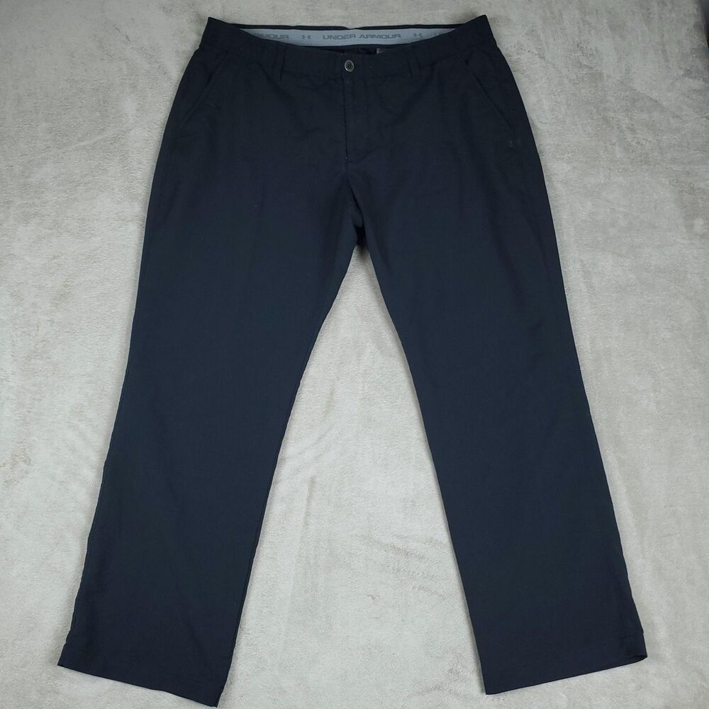 Under Armour Golf Pants Mens 40x30 Black Stretch Lightweight Straight Leg Chino